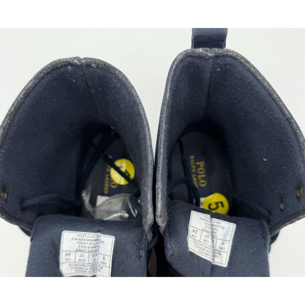 Polo Ralph Lauren Ranger Hi II Polo Bear Navy Suede Boots Boys 5 Womens 6.5 7 - Picture 7 of 10